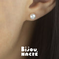 CABOCHONS NACRÉS. Boucles d'oreilles clous perle cabochon 7 mm - Argent