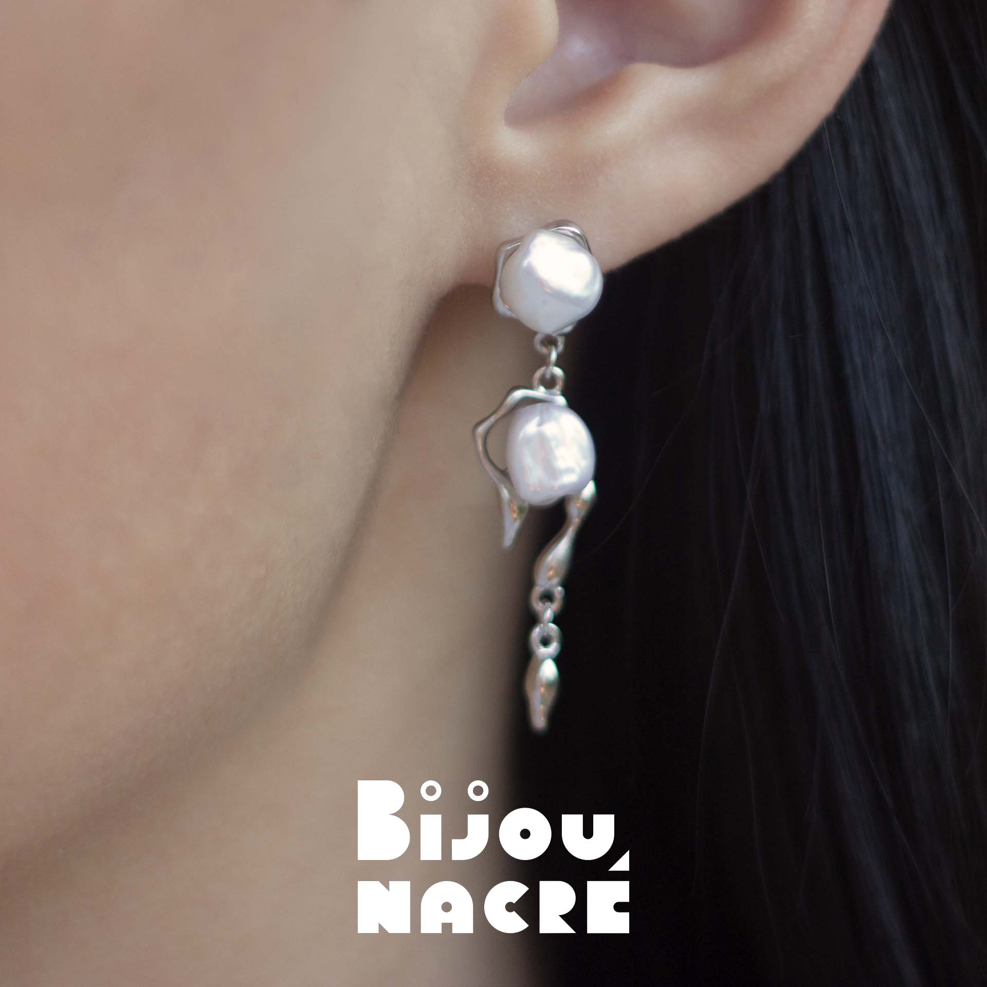 AÉROLITHES NACRÉS - baroque pearls 5mm - 925 silver Bijou Nacré