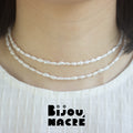 GRAINS NACRÉS. Collier long à perles Keshi 65 cm - Plaqué Or