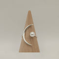 SATELLITE ARGENTÉ. Round Pearl Crescent Moon Ring - Silver