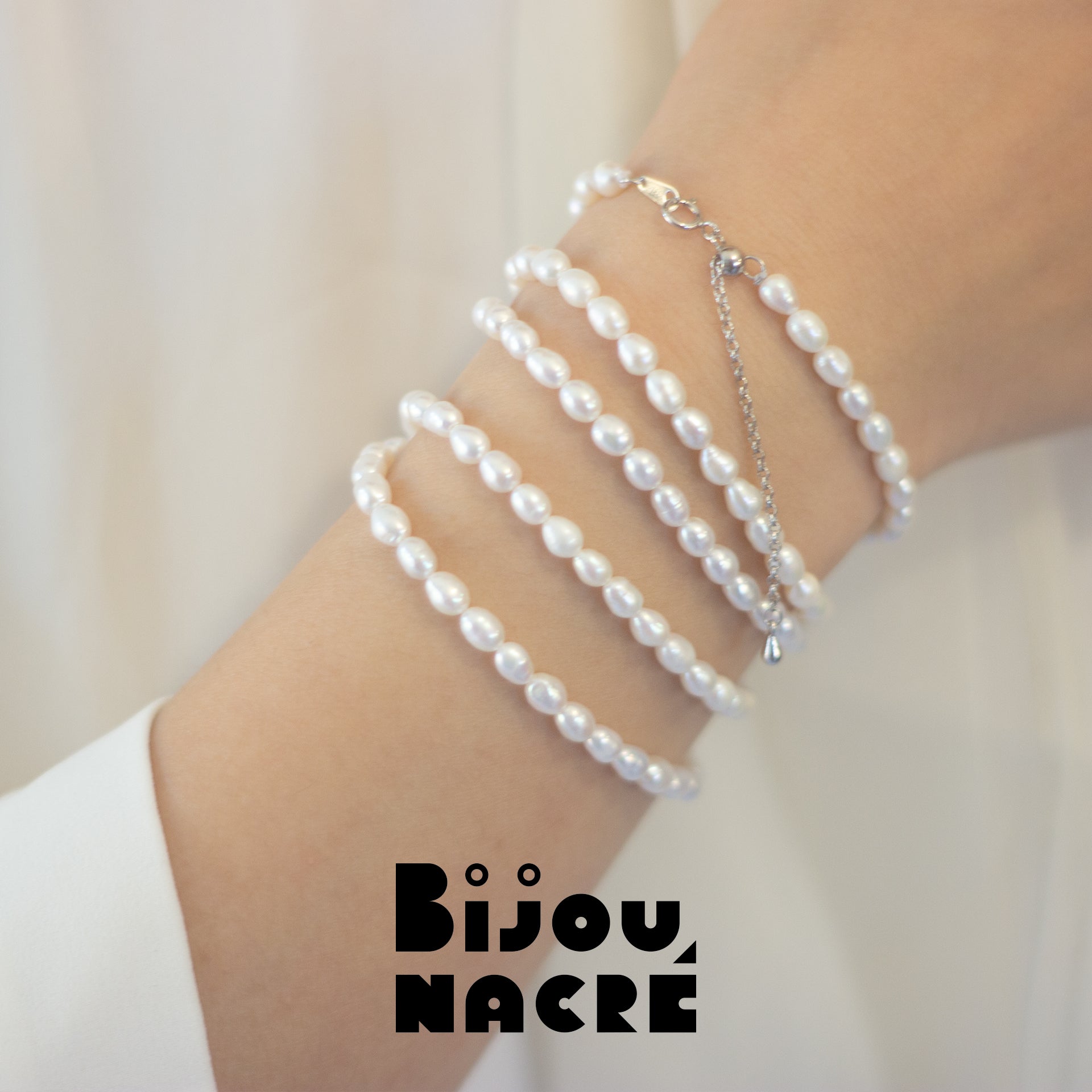 ONDES BAROQUES. Oval Pearl Long Necklace 78cm - Silver