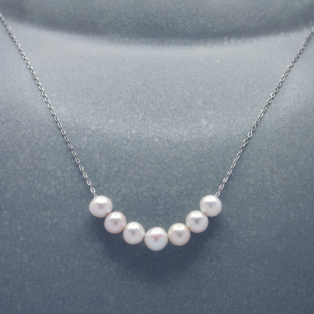 SOURIRE ARGENTÉ. Collier chaîne à perles rondes réglable - Argent
