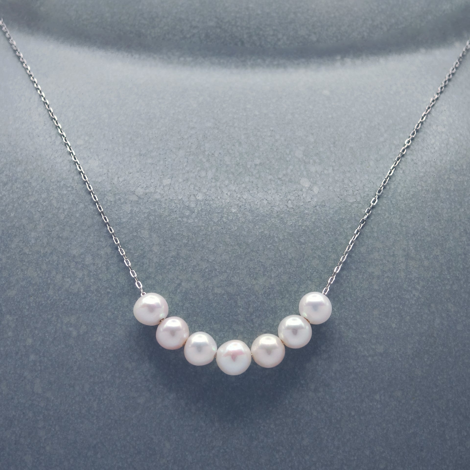 SOURIRE ARGENTÉ. Collier chaîne à perles rondes réglable - Argent