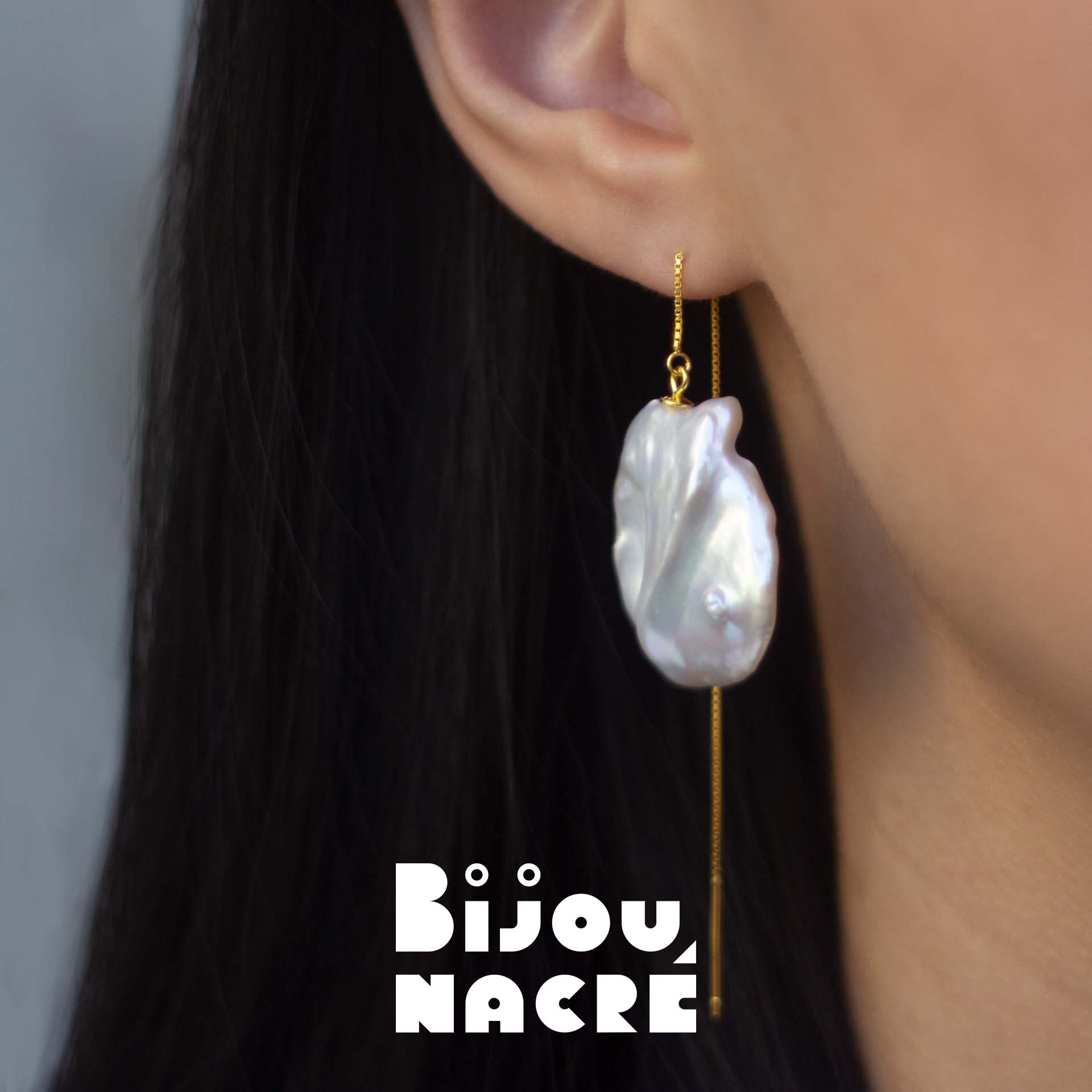 PAMPRES DORÉS- baroque pearls 15mm - 18k gold Bijou Nacré