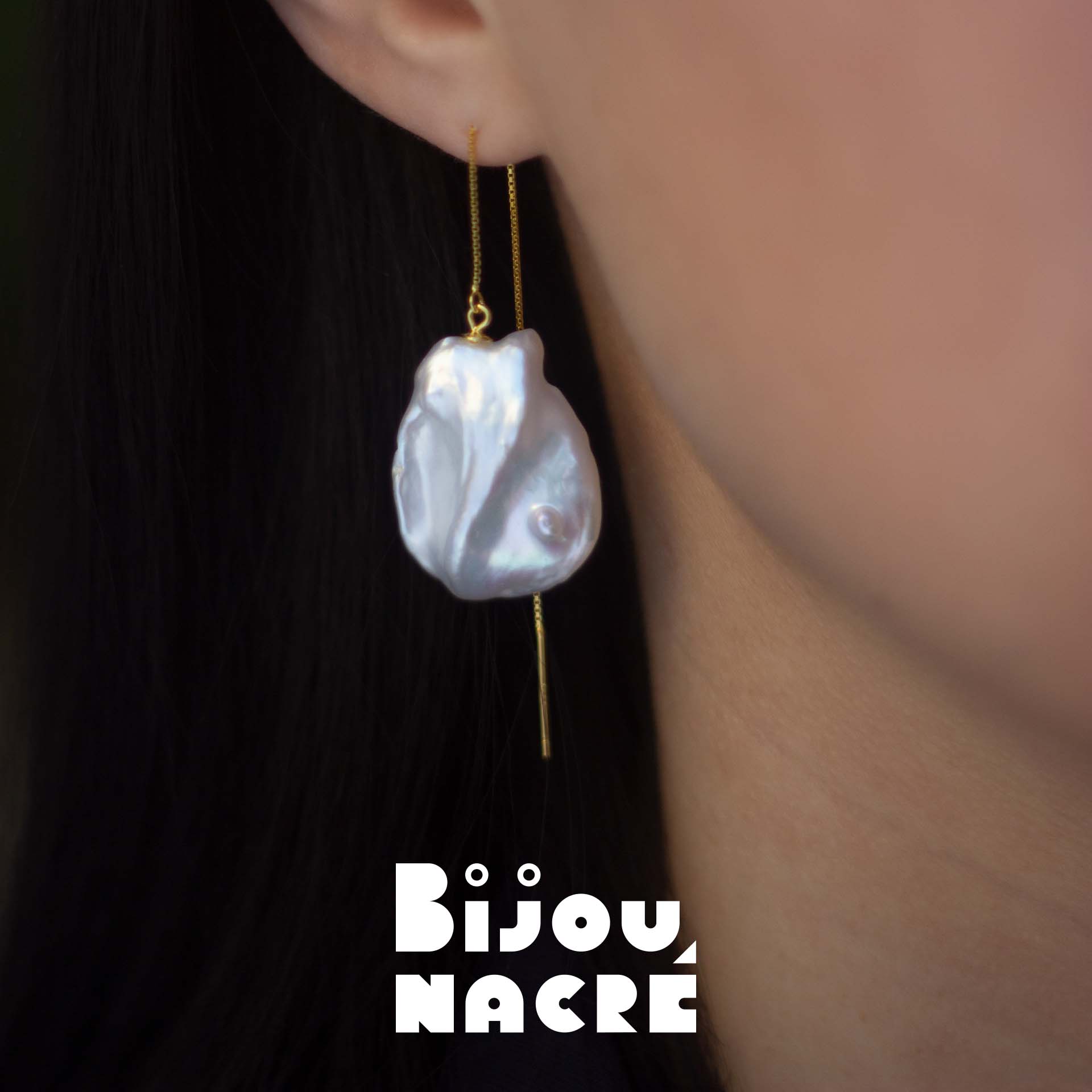 PAMPRES DORÉS- baroque pearls 15mm - 18k gold Bijou Nacré