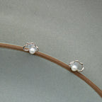 Vue rapprochée de boucles d'oreilles nuage argent 925 avec perles rondes 3mm, par Bijou Nacré