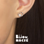 Vue alternative de boucles d'oreilles nuage perles argent, par Bijou Nacré