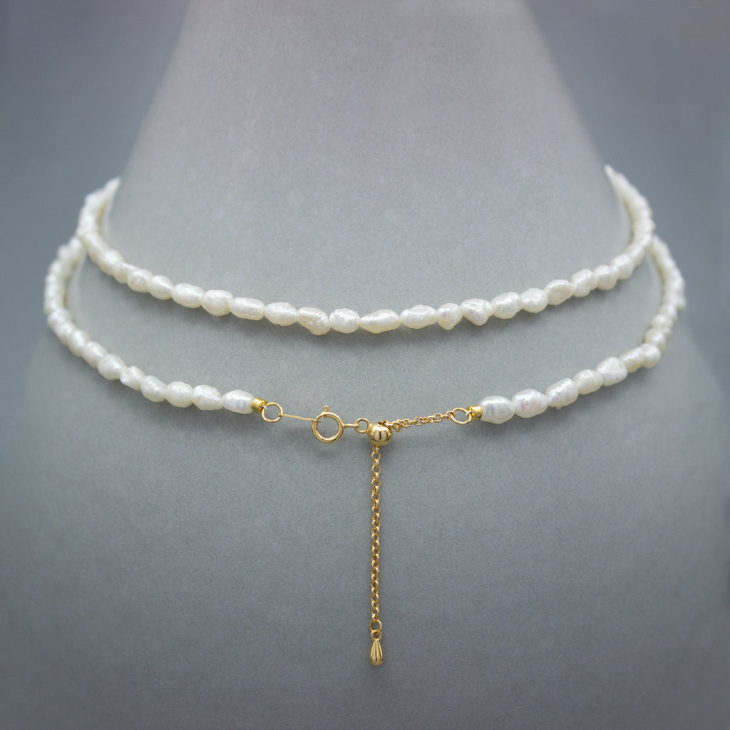 PÉPITES NACRÉES. Keshi Pearl Long Necklace 65cm - Gold