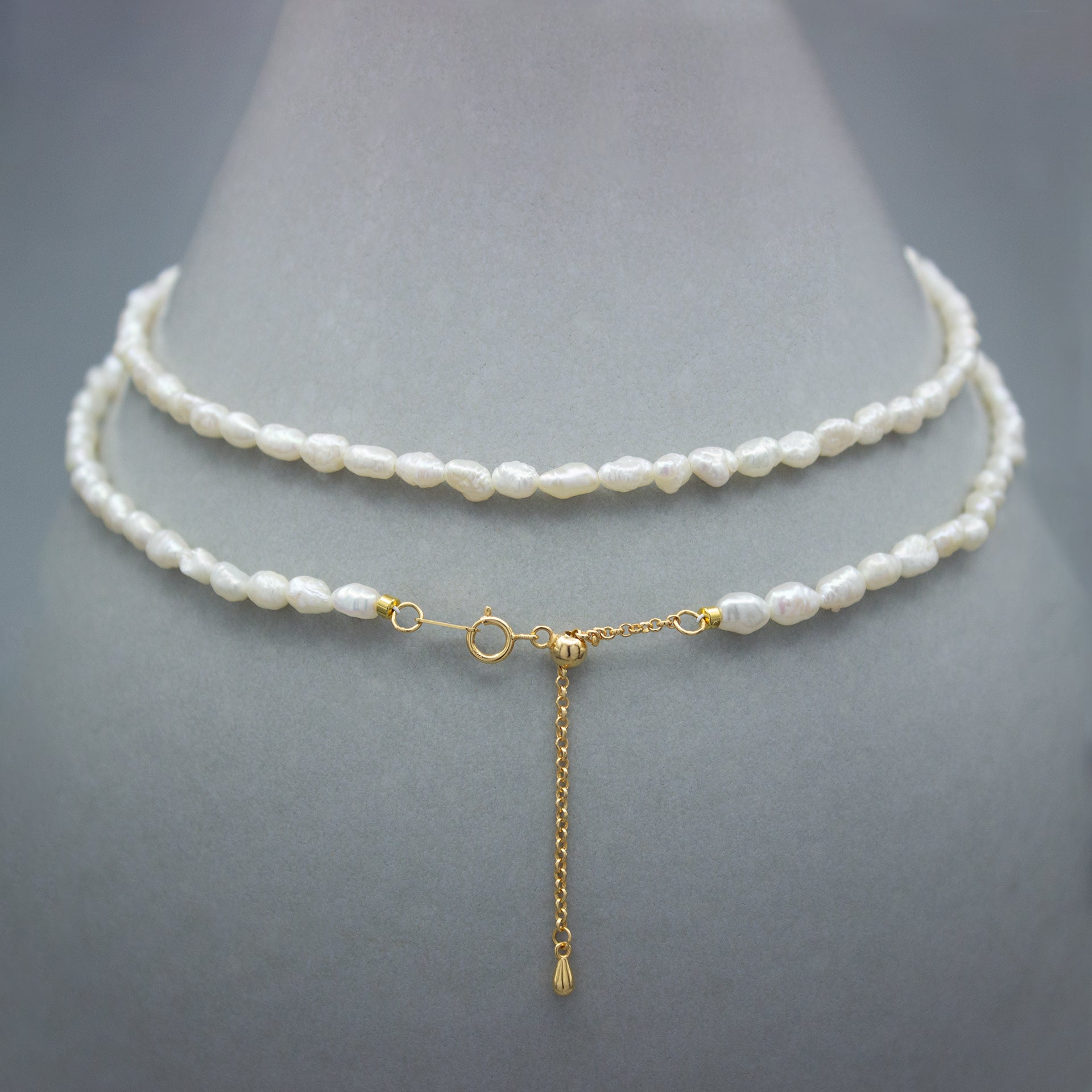 PÉPITES NACRÉES. Keshi Pearl Long Necklace 65cm - Gold