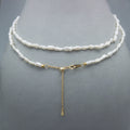 GRAINS NACRÉS. Keshi Pearl Long Necklace 65cm - Gold