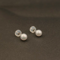 CLASSIC. Round Pearl 5mm Stud Earrings - Silver