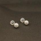Boucles d'oreilles classiques perles rondes d'eau douce 5mm sur présentoir