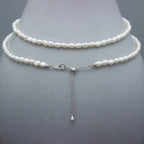 Vue rapprochée d'un collier perles baroques d'eau douce argent 925 avec rallonge, par Bijou Nacré