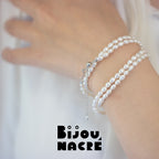 Vue alternative d'un collier long perles baroques argent 925