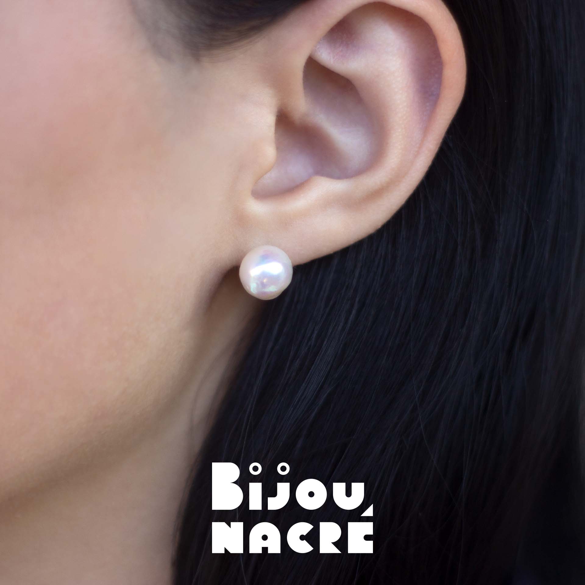 SÉLÉNÉS - round baroque pearls 9mm - 925 silver Bijou Nacré